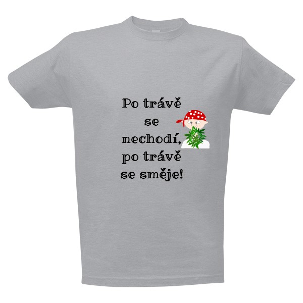 Tričko s potiskem Po trávě se nechodí pánské