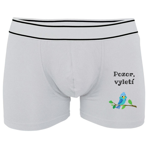 Boxerky Kariban s potiskem Pozor vyletí ptáček