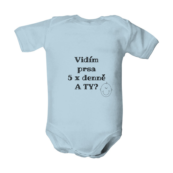 Dětské body  s potiskem Vidím prsa 5x denně